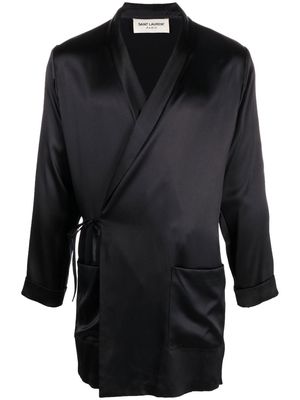 Saint Laurent self-tie wrap coat - Black