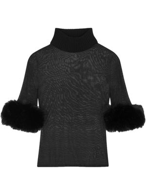 Saint Laurent semi-sheer high-neck sweatshirt - Black