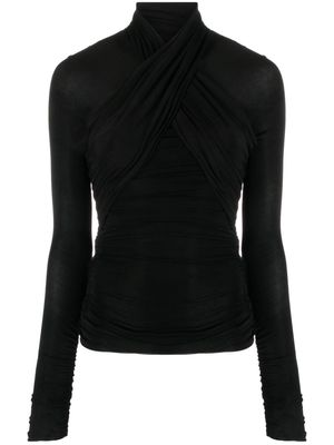 Saint Laurent semi-sheer roll-neck T-shirt - Black