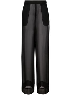 Saint Laurent semi-sheer wide-leg trousers - Black