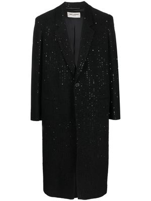 Saint Laurent sequin-embellished tweed coat - Black