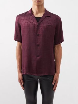 Saint Laurent - Shark-collar Organic-silk Shirt - Mens - Burgundy