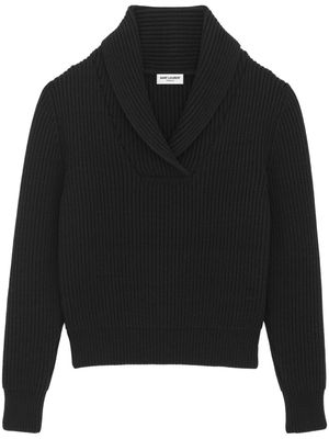 Saint Laurent shawl-collar wool jumper - Black