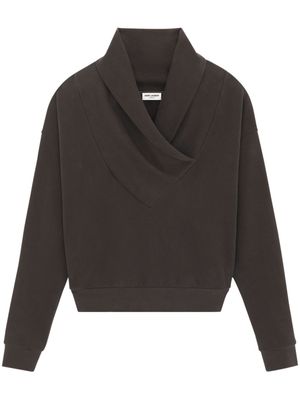 Saint Laurent shawl-neck cotton sweatshirt - Brown