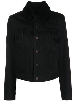 Saint Laurent shearling-trim denim jacket - Black