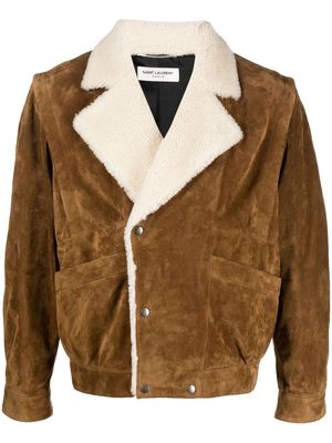 Saint Laurent shearling-trim jacket - Brown