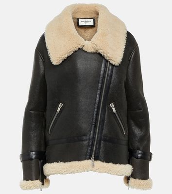Saint Laurent Shearling-trimmed leather jacket