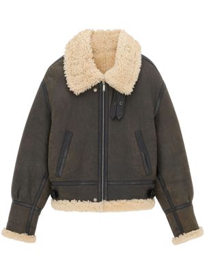 Saint Laurent shearling zip-up jacket - Brown
