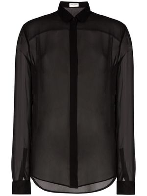 Saint Laurent sheer button front shirt - Black
