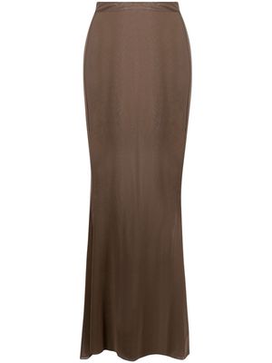 Saint Laurent sheer maxi skirt - Brown