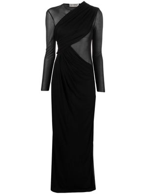 Saint Laurent sheer-panel draped gown - Black