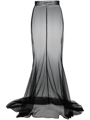 Saint Laurent sheer-panel high-waisted skirt - Black