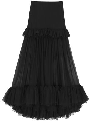 Saint Laurent sheer tiered midi skirt - Black