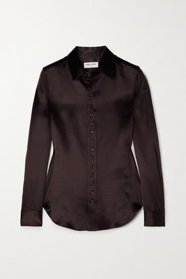 SAINT LAURENT - Silk-satin Shirt - Brown