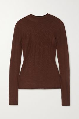 SAINT LAURENT - Silk Sweater - Brown