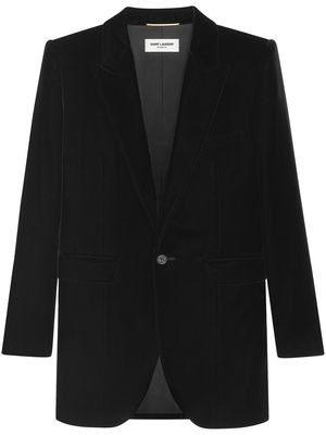 Saint Laurent single-breasted velved blazer - Black