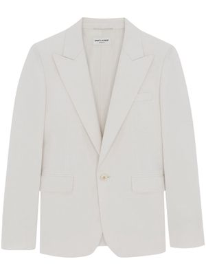 Saint Laurent single-breasted virgin wool-gabardine blazer - White