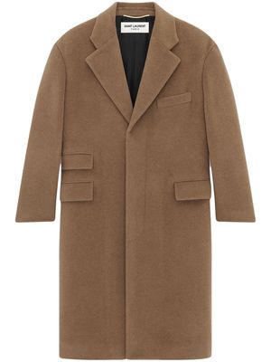 Saint Laurent single-breasted wool coat - Brown