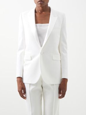 Saint Laurent - Single-breasted Wool-twill Tuxedo Suit Jacket - Womens - Cream