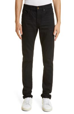 Saint Laurent Skinny Fit Stretch Cotton Jeans in Worn Black