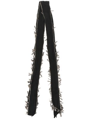 Saint Laurent skinny hanging charm detail scarf - Black