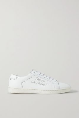 SAINT LAURENT - Sl/08 Embellished Leather Sneakers - White