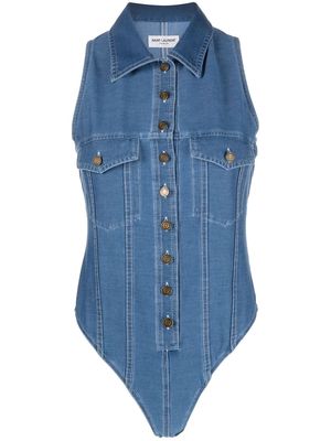 Saint Laurent sleeveless denim body - Blue