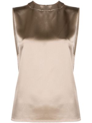 Saint Laurent sleeveless silk T-shirt - Gold