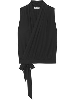 Saint Laurent sleeveless wrap top - Black