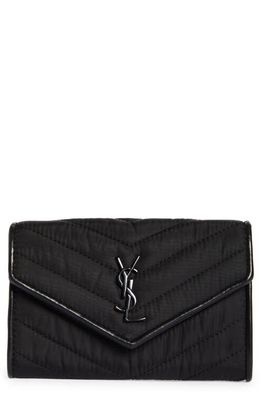 Saint Laurent Small Envelope Matelassé Nylon Wallet in Nero/Nero/Nero