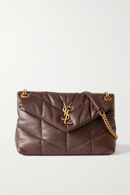 SAINT LAURENT - Small Quilted Leather Shoulder Bag - Brown