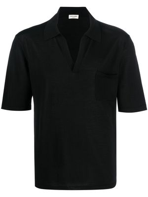 Saint Laurent spread-collar wool polo-shirt - Black