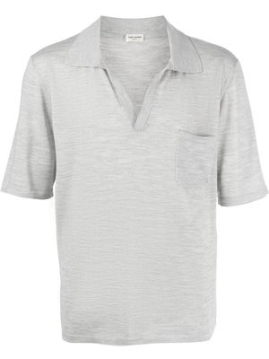 Saint Laurent spread-collar wool polo-shirt - Grey