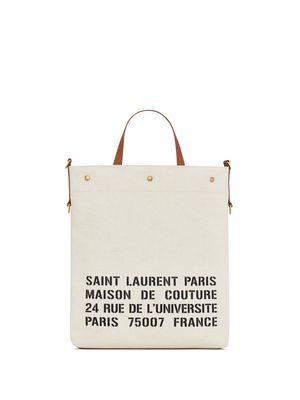 Saint Laurent stencil-logo canvas tote bag - Neutrals