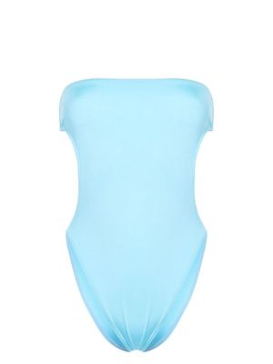 Saint Laurent strapless cut-out swimsuit - Blue