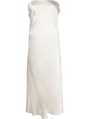Saint Laurent strapless silk dress - White
