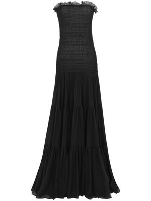 Saint Laurent strapless smocked gown - 1000 -NOIR