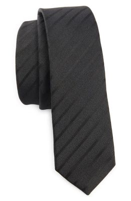 Saint Laurent Stripe Jacquard Silk Tie in Black/Black