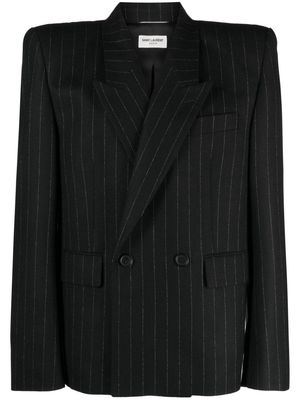 Saint Laurent stripe-pattern wool blazer - Black