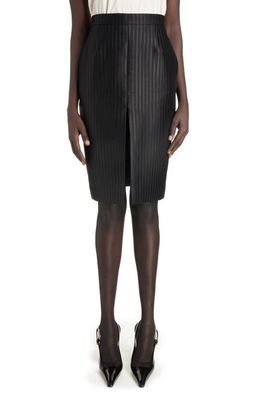 Saint Laurent Stripe Wool & Silk Skirt in Noir