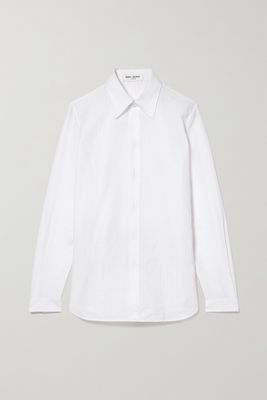 SAINT LAURENT - Striped Cotton And Mulberry Silk-blend Jacquard Shirt - White