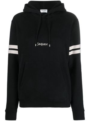 Saint Laurent striped cotton hoodie - Black