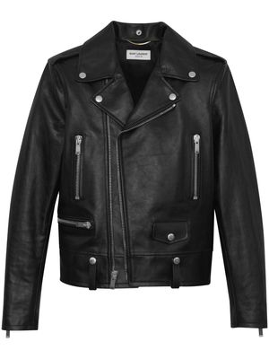 Saint Laurent stud-detailing leather biker jacket - Black