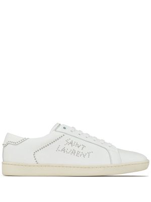 Saint Laurent studded low-top leather sneakers - White