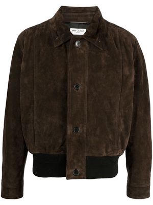 Saint Laurent suede button-down jacket - Brown