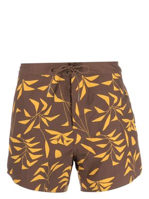 Saint Laurent Sunset-print swim shorts - Brown