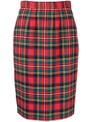 Saint Laurent tartan-check pencil skirt - Red