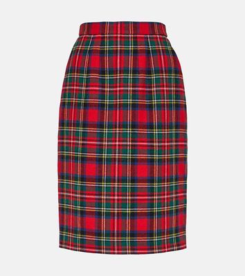 Saint Laurent Tartan wool-blend pencil skirt