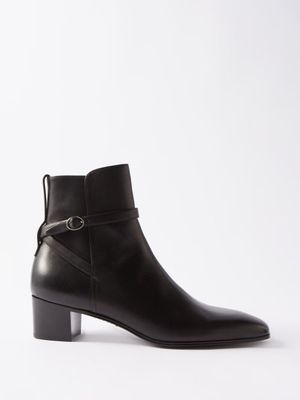 Saint Laurent - Terry Leather Jodhpur Boots - Mens - Black