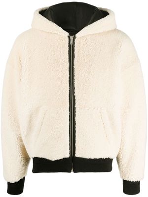 Saint Laurent textured-finish hooded bomber jacket - White
